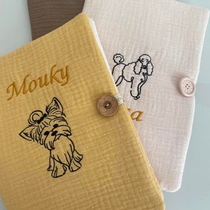 Dog pouch, personalized embroidered vaccination record cover, health record cover for dogs