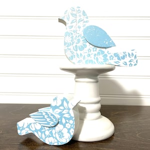 Wood Bird Shelf Sitters- Blue