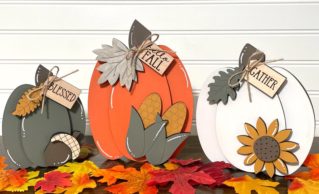 Handpainted Maple Fall Pumpkin Set: Thanksgiving Decor - Etsy