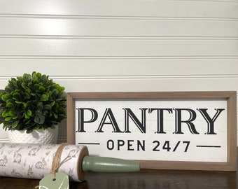 Farmhouse Pantry Sign: Stained Wood Frame, Kitchen Decor