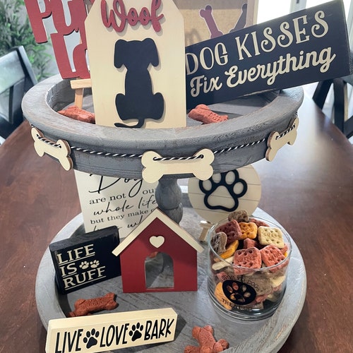 BUNDLE // Dog Themed Tiered Tray Decor // Dog Themed Signs // Etsy