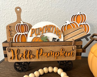 Hello Pumpkin Wagon Interchangeable Insert/Tier Tray Decor