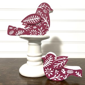 Wood Bird Shelf Sitter-Berry