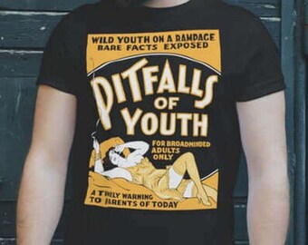 Vintage Anti-Drugs Poster "Pitfalls of Youth" Unisex T-Shirt |  Retro Anti-Dope Propaganda Exploitation Movie Tee