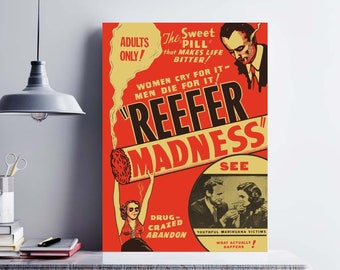 vintage Anti-Marijuana Poster Art | Affiche de propagande rétro cannabis « Reefer Madness » | Téléchargement d’impression numérique |