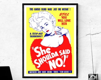 Vintage Anti-Marijuana Poster Art | "She Shoulda Said No" Retro Cannabis Propaganda Poster | Digital Print Download |