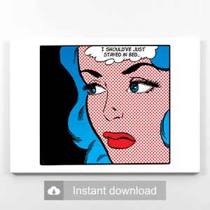 Customizable Pop Art | &quot;Stay in Bed&quot; Vintage Comics Digital Print Download | Roy Lichtenstein Style