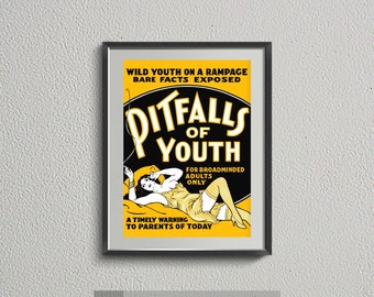 Vintage Anti-Marijuana Poster Art | "Pitfalls of Youth" Retro Cannabis Propaganda Poster Art | Digital Print Download |