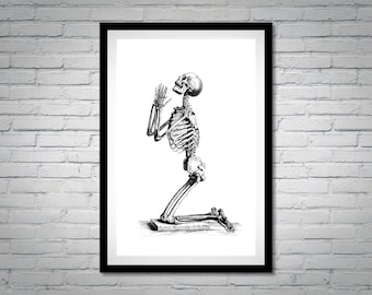 Impression de l’anatomie humaine | Prière squelette | Crâne affiche impression numérique téléchargement immédiat