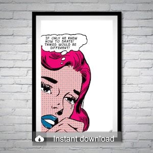 Customizable Pop Art | &quot;Skate Problem&quot; Vintage Comics Digital Print Download | Roy Lichtenstein Style