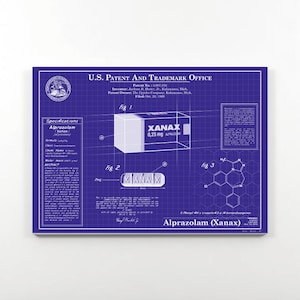 Xanax Patent Blueprint Art | Technical Drawing Digital Print (Digital Download)