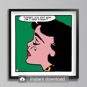 Customizable Pop Art | &quot;The Unforgettable&quot; Vintage Comics Digital Print Download | Roy Lichtenstein Style