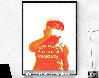 Feminist Forever Pop Art | Motorcycle Babe "Féministe pour Toujours" Digital Print Download