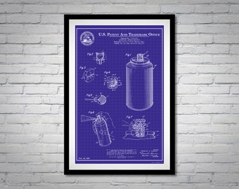 Spray Paint Can Patent Digital Print | 3 colors (Blue, Gray, Khaki) | Graffiti Invention Technical Drawing Digital Poster Download