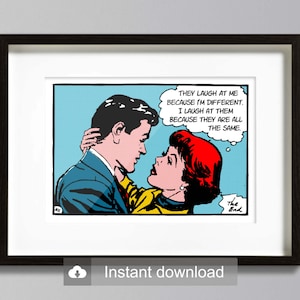 Customizable Pop Art | &quot;The Difference&quot; Digital Print Download | Roy Lichtenstein Style