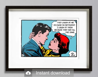 Anpassbare Pop Art | &quot;The Difference&quot; Digital Print Download | Roy Lichtenstein Style