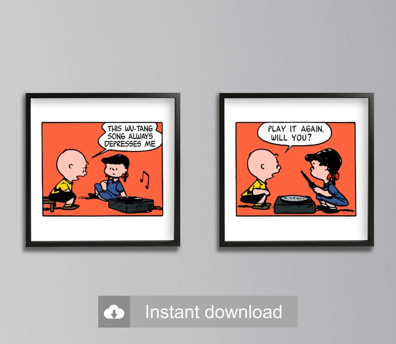 Customizable Peanuts Wall Art WuTang Depression Charlie Etsy