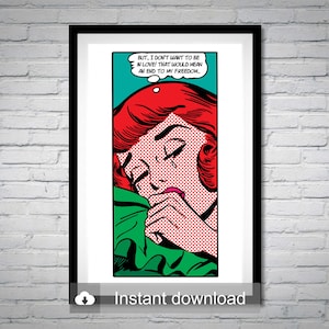 Customizable Pop Art | &quot;No Love&quot; Vintage Comics Digital Print Download | Roy Lichtenstein Style