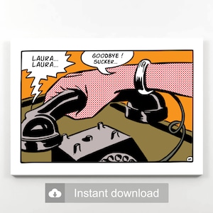 Customizable Pop Art | &quot;Goodbye Sucker&quot; Vintage Comics Digital Print Download | Roy Lichtenstein Style