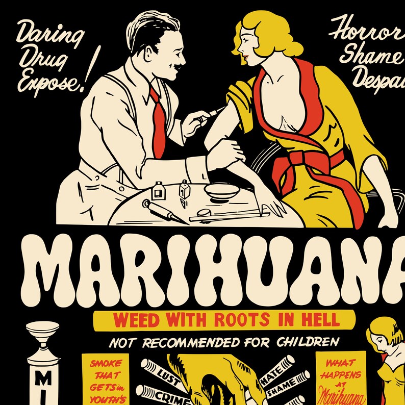 Vintage Anti-Marijuana Poster Unisex T-Shirt Retro Drug Propaganda Exploitation Movie Poster Tee image 5