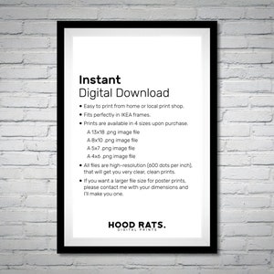 May include: Instant digital download for printable art.  The text describes the file sizes available for purchase, including 13x18, 8x10, 5x7, and 4x6 inches.  The text also mentions that the files are high-resolution and that larger sizes are available upon request.