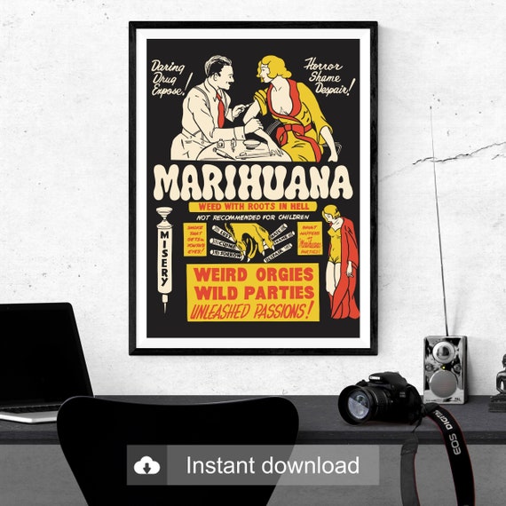 Vintage Anti-Marijuana Poster Art Retro Cannabis Propaganda Poster.
