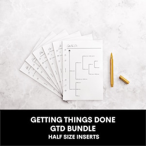 Getting Things Done GTD Bundle Half Letter Size Printable Planner PDF Planner Inserts 2025 Planner Bundle Minimalist Planner Essentials