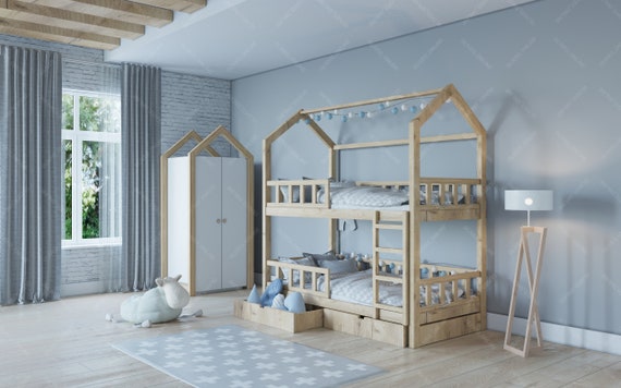 Letto con casetta con cassetto e Barriere Letto per ...