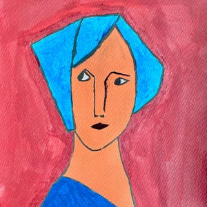 Portrait, woman, in the style of Robert Alexander, 15x11, hand painted, acrylics on watercolor paper, free shipping