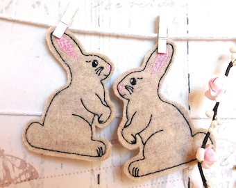 Rabbit and pair of rabbits. Embroidery file for hoop size 10 x 10 cm/4x4 inches and larger. ITH (in the hoop)