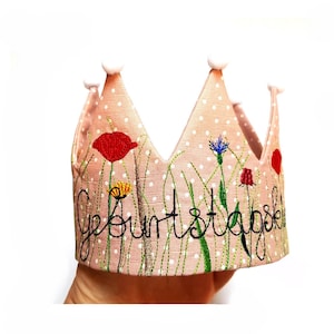 Birthday crown ITH embroidery file. 24 x 36 cm, 20 x 30 cm, 18 x 30 cm, 16 x 26 cm.