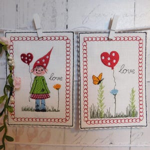 Santa secreta cartões postais ITH. 2 diferentes Motivos do bastidor 13 x 18 cm, 5x7". Arquivo de bordado.