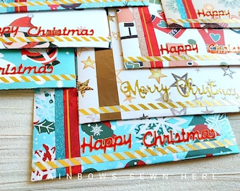Handcrafted Christmas Money Envelopes, Holiday Gift Card Holders, Set of 8