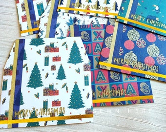 Christmas Money Envelopes, Handmade Holiday Cash Gift Card Holders, Set of 7