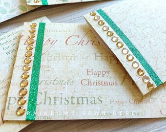 Christmas Money Envelopes, Glitter Rhinestone Gift Card Holder (Set of 8)