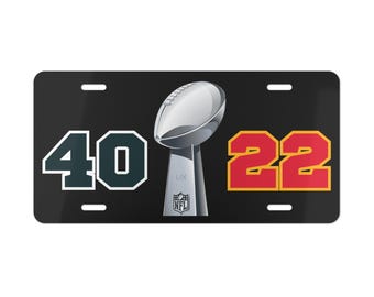 Philadelphia Eagles Super Bowl 59 LIX Champions Final Score Vanity License Plate Black Background Kansas City Chiefs