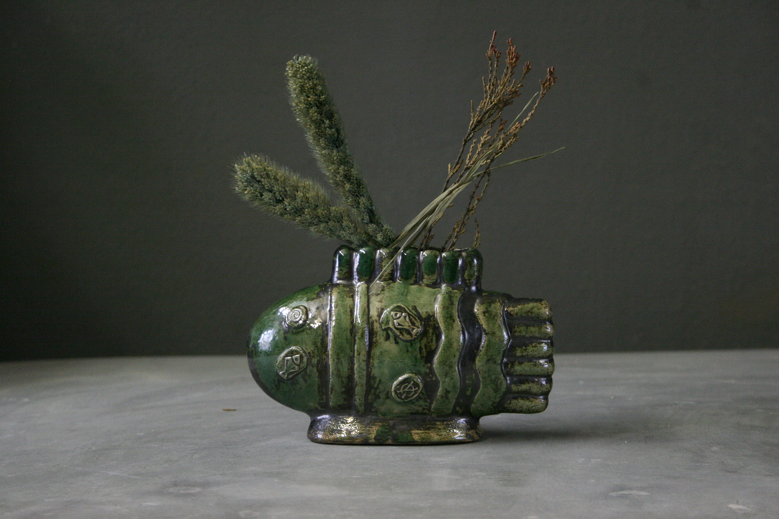 Ceramic fish vase Handmade flower vase Fishing gifts Etsy