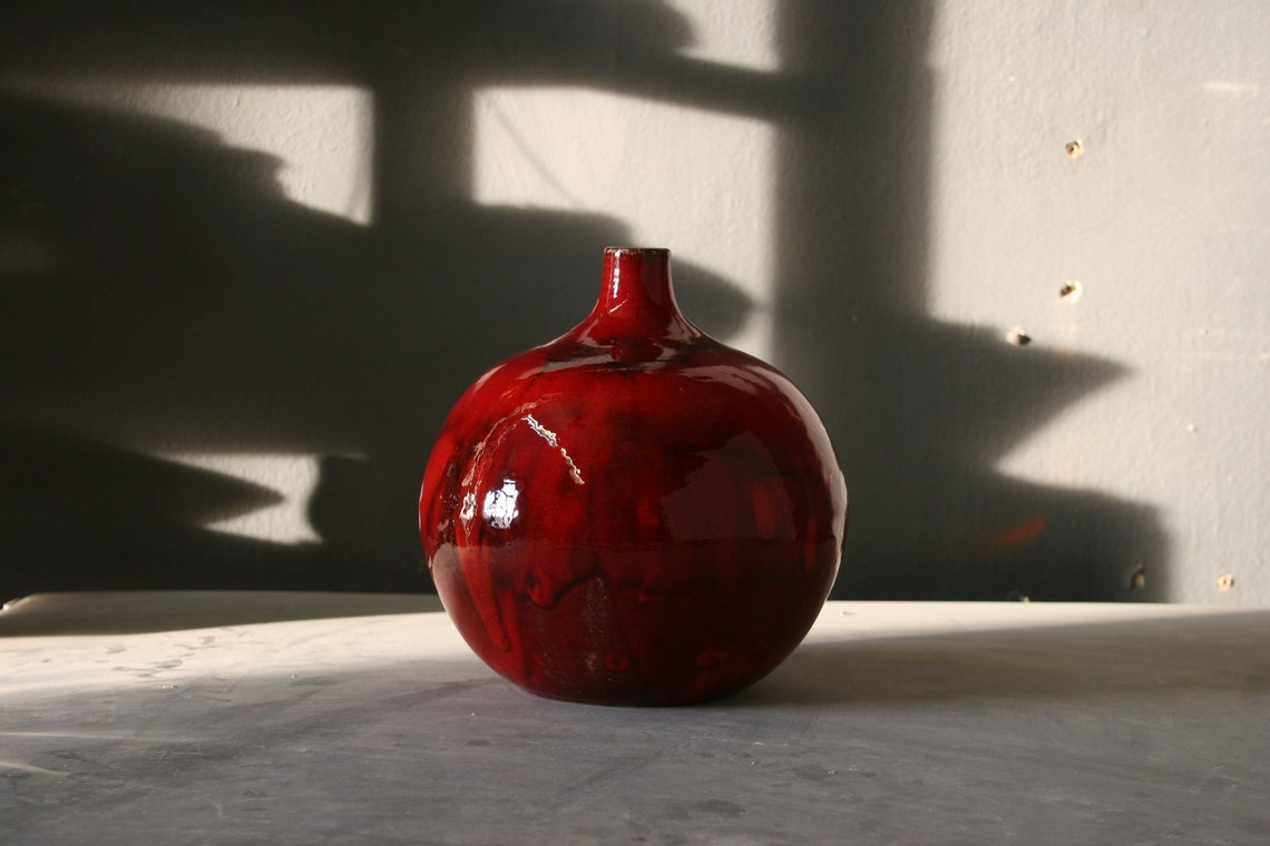Handmade ceramic vase Red pottery vase Home décor Vases Etsy