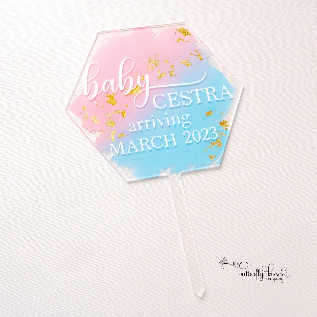 Personalized Gender Reveal Acrylic Cake Topper | Gender Reveal Cake ...