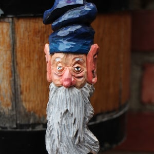 Woodcarving - Christmasornament - wooden wizard - carving - santa carving - christams decoration - hand carved