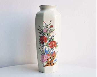 Kleine Vase //kleine Porzellanvase //Keramik Vase //Vase Dekoration Blumen //chinesische Vase //Vase Blumen //Vase Vogel ///ex/vase Vintage