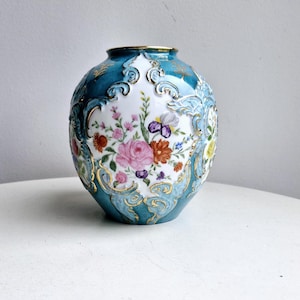 Savignies vase//blue vase//glazed stoneware vase//vase//large vase//old vase//signed vase//ceramic vase//savignies//savignies ceramics