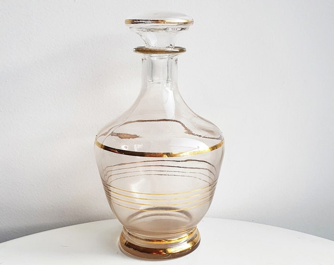 Vintage Carafe//old Carafe//golden Carafe/carafe/carafe Glass//bar//bar