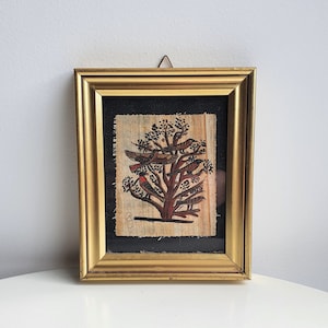 Bird frame//bird//golden frame//papyrus/bird drawing//bird decoration//Syracuse//bird illustration//small frame//bird//golden wood