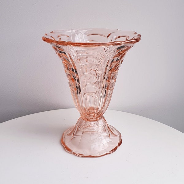 Vase en verre rose//vase rose//vase tulipe//vase vintage//vase cristal//verre rose//vase//tulipe//vase France//grand vase//shabby chic//rose