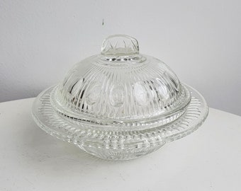 Vintage sockerskål i glas // kristallsockerskål antik sockerskål vintage godisskål godisskål i glas smyckesask prydnadsskål i glas
