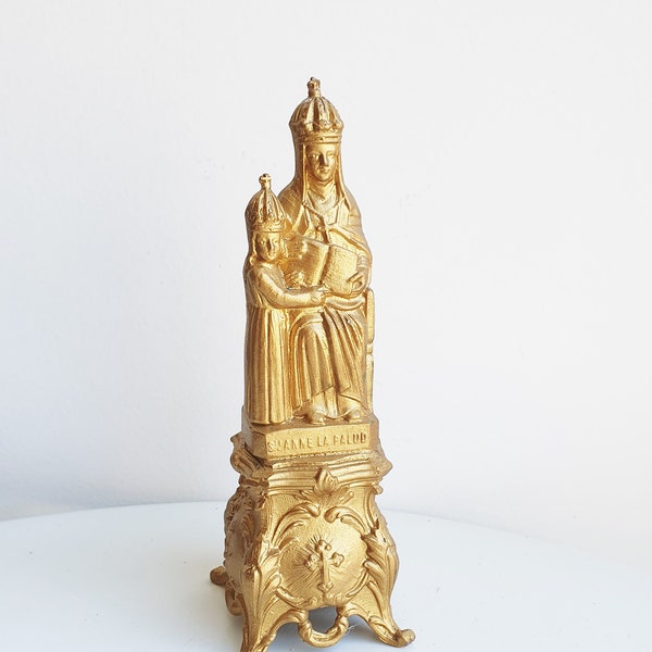Vierge//Vierge dorée//Ste Anne La Palud//statuette vierge//statue Vierge//statuette Vierge//objet religieux//vierge métal doré//sainte//