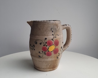 Ceramic pitcher//vintage pitcher//vintage carafe//earthenware jug//pitcher//vintage jug//flower pitcher//pot//vase//stoneware
