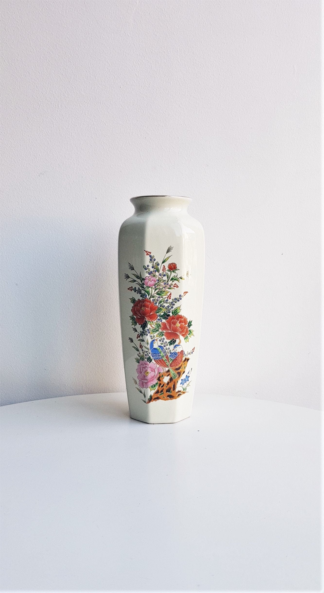Petite Vase//Petit Vase Porcelaine//Vase Céramique//Vase Décor Fleurs//Vase Chinois//Vase Oiseau//Va