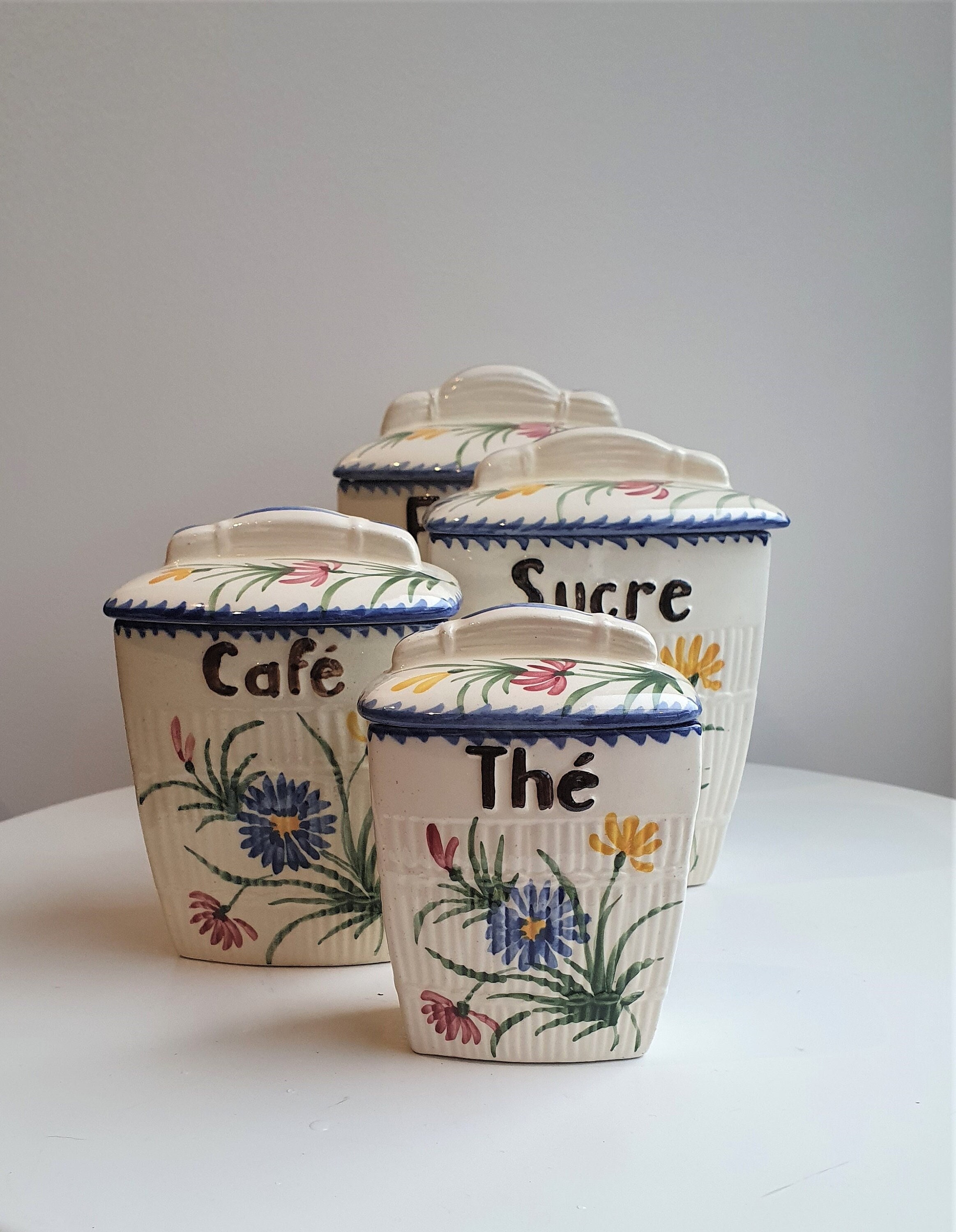 Série de Pots à Épices//Pots Épices Vintage//Pot Sel Poivre//Pots Céramique//Pots avec Couvercles//D